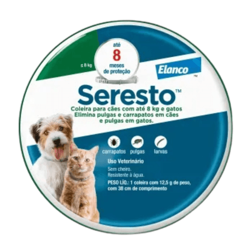 Seresto Coleira Antipulgas e Carrapatos Até 8 Kg Sim Seresto Coleira Antipulgas e Carrapatos Até 8 Kg Sim