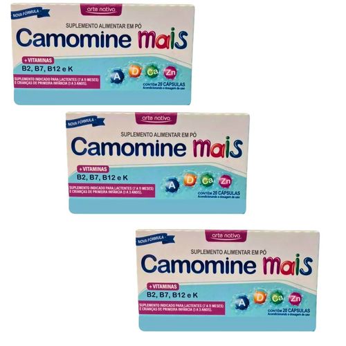 Camomine Mais 20 Cápsulas Suplemento Infantil Kit 3 Unidades