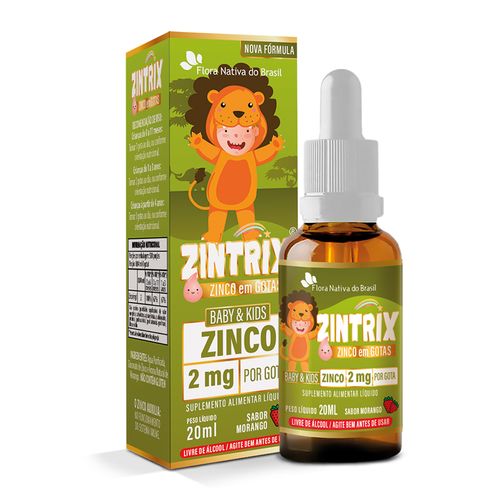 Zintrix (zinco Infantil Em Gotas) 20ml - Flora Nativa Sabor Morango Zintrix (zinco Infantil Em Gotas) 20ml - Flora Nativa Sabor Morango
