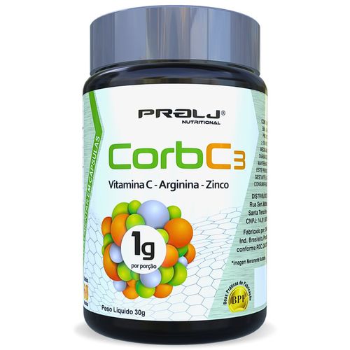 Corb C3 1000mg Vitamina C, Zinco e Arginina 60 cápsulas | Prolj Nutritional CORB C3 1000MG NA PORÇÃO 60 CÁPSULAS