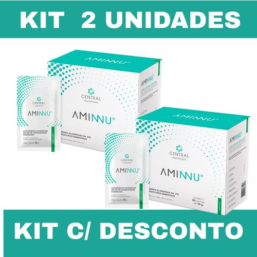 Kit C/2 Caixas Aminnu Central Nutrition Tradicional 10g Com 30 Sachês - Sabor Limão Kit C/2 Caixas Aminnu Central Nutrition Tradicional 10g Com 30 Sachês - Sabor Limão