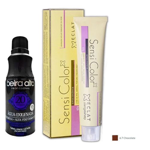 Tintura Hipoalergênica Alergoshop Cor 6.7 Chocolate 60g + Água oxigenada vol. 20