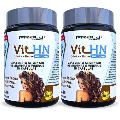 VIT HN PLUS 120 CÁPS GEL SAÚDE CABELOS UNHAS PELE KIT 2