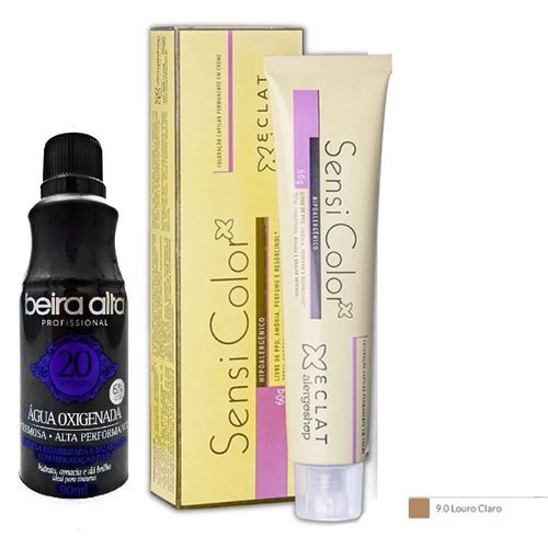 Tintura Hipoalergênica Alergoshop Cor 9.0 Louro Claro 60g + Água oxigenada vol. 20