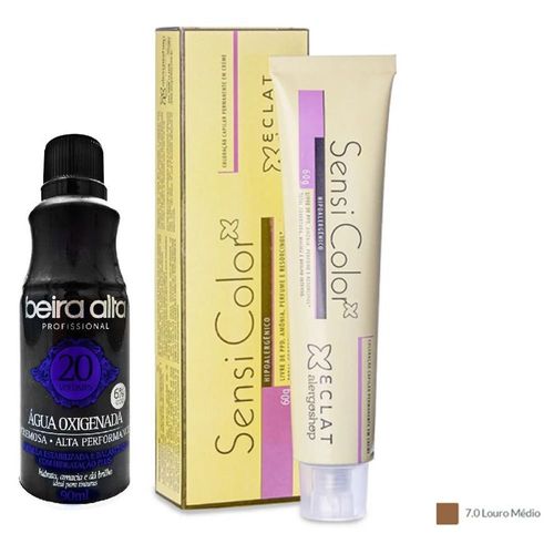 Tintura Hipoalergênica Alergoshop Cor 7.0 Louro Médio 60g + Água oxigenada vol. 20 Tintura Hipoalergênica Alergoshop Cor 7.0 Louro Médio 60g + Água oxigenada vol. 20