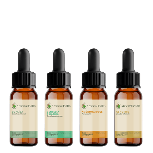 kit de óleos vegetais  – Copaíba, Centella Asiática, Amêndoas Doce e Gengibre – 20 ml cada