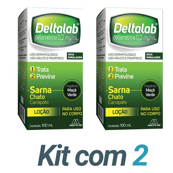 Kit 2 Deltalab Loção Para Sarna Micose Chato Carrapato 100mL