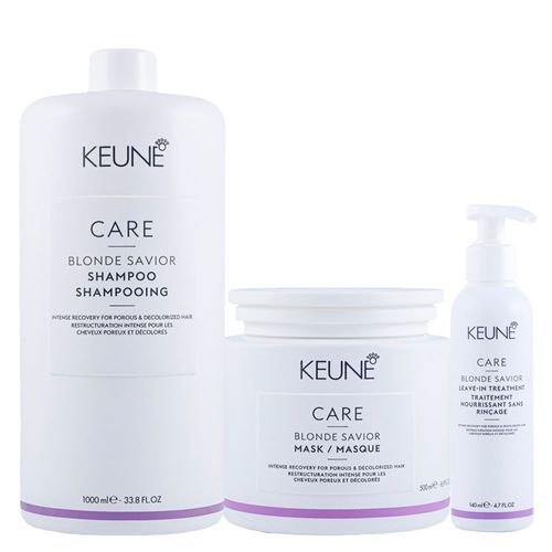 Kit Keune Cuidado da Cor Blonde Savior- Shampoo 1000ml + Máscara de Reparação 500ml + Leave-In 140ml Kit Kit Keune Cuidado da Cor Blonde Savior- Shampoo 1000ml + Máscara de Reparação 500ml + Leave-In 140ml Kit