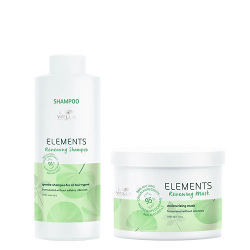Kit Wella Professionals Elements Renewing - Shampoo 1000ml + Máscara 500ml Kit Kit Wella Professionals Elements Renewing - Shampoo 1000ml + Máscara 500ml Kit