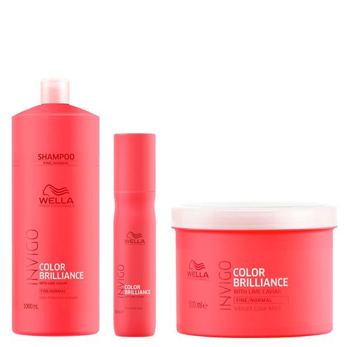 Kit Wella Professionals Invigo Color Brilliance - Shampoo 1000ml + Máscara 500ml + Leave-In 150ml Kit