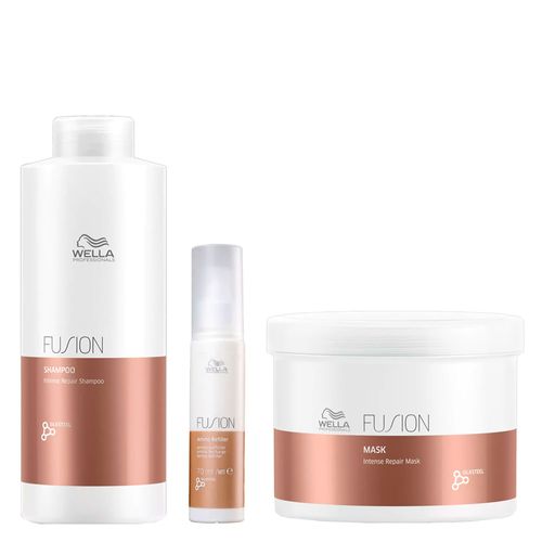 Kit Wella Professionals Fusion - Shampoo 1000ml + Máscara 500ml + Tratamento Reconstrução 70ml Kit Kit Wella Professionals Fusion - Shampoo 1000ml + Máscara 500ml + Tratamento Reconstrução 70ml Kit