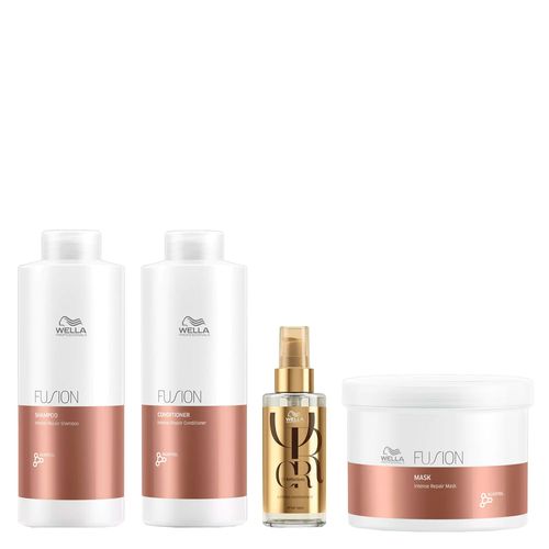 Kit Wella Professionals Fusion - Shampoo 1000ml + Condicionador 1000ml + Máscara 500ml + Óleo 100ml Kit