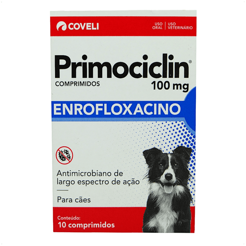 PRIMOCICLIN 100MG COM 10 COMPRIMIDOS PARA CÃES COVELI
