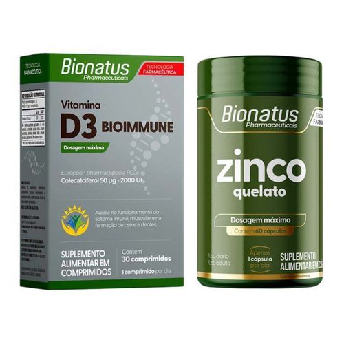 Zinco Quelato + Vitamina D3 Bionatus 30 Comprimidos Zinco Quelato + Vitamina D3 Bionatus 30 Comprimidos