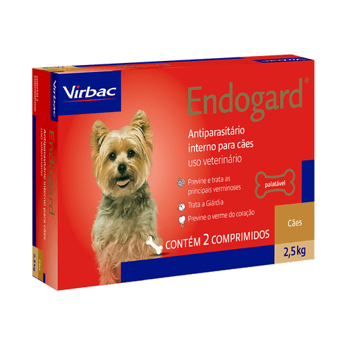 ENDOGARD - para cães até 2,5kg- cx c/2 compr. único ENDOGARD - para cães até 2,5kg- cx c/2 compr. único