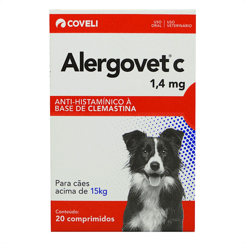 ALERGOVET C 1,4MG COM 20 COMPRIMIDOS COVELI PARA CÃES ACIMA DE 15KG ALERGOVET C 1,4MG COM 20 COMPRIMIDOS COVELI PARA CÃES ACIMA DE 15KG