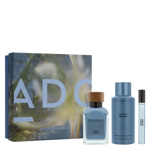 Kit Perfume Adolfo Dominguez Ámbar Negro Masculino - Eau de Parfum 120ml + Desodorante 150ml + Miniatura 10ml Coffret Kit Perfume Adolfo Dominguez Ámbar Negro Masculino - Eau de Parfum 120ml + Desodorante 150ml + Miniatura 10ml Coffret