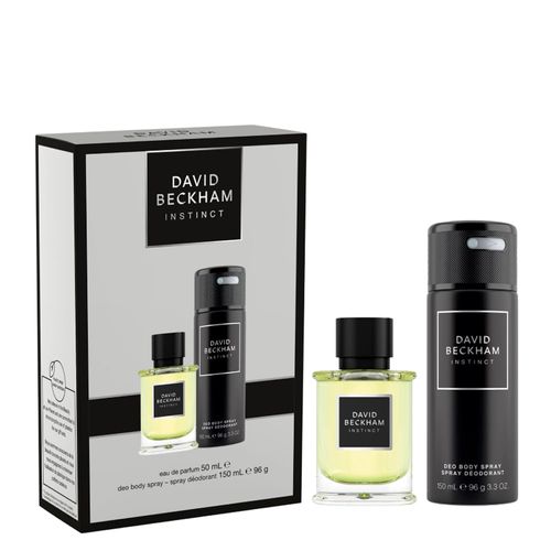 Kit Perfume David Beckham Instinct Masculino - Eau de Parfum 50ml + Body Spray Instinct 150ml Coffret