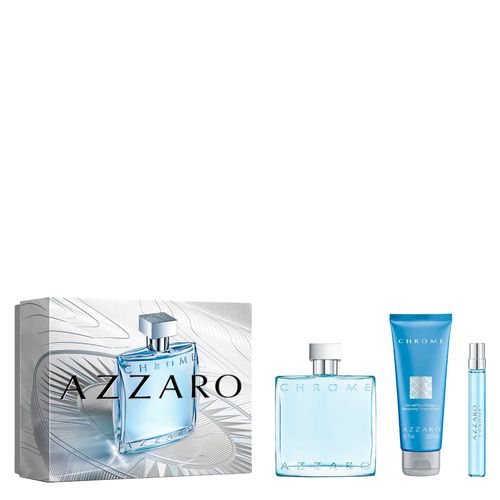 Kit Perfume Azzaro Chrome Masculino - Eau de Toilette 100ml + Miniatura 10ml + Loção 75ml Coffret Kit Perfume Azzaro Chrome Masculino - Eau de Toilette 100ml + Miniatura 10ml + Loção 75ml Coffret