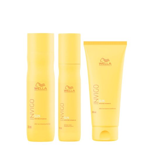 Kit Wella Professional Invigo Sun - Shampoo 250ml + Condicionador 200ml + Leave In 150ml Kit Kit Wella Professional Invigo Sun - Shampoo 250ml + Condicionador 200ml + Leave In 150ml Kit