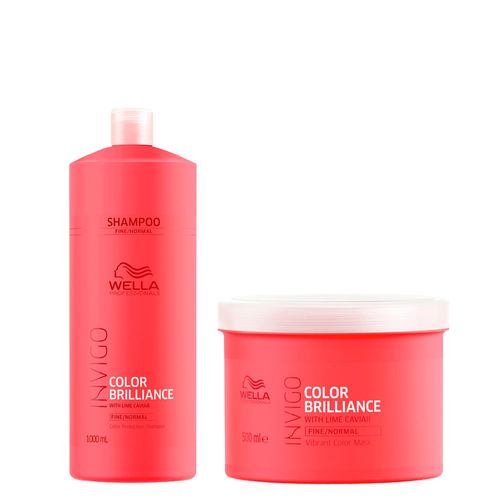 Kit Wella Professionals Invigo Color Brilliance - Shampoo 1000ml + Máscara 500ml Kit Kit Wella Professionals Invigo Color Brilliance - Shampoo 1000ml + Máscara 500ml Kit