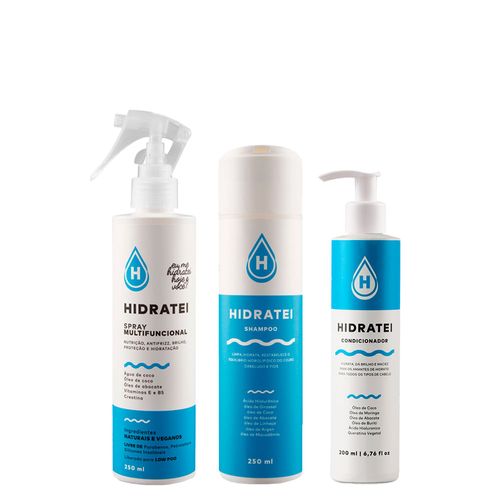 Kit Hidratei Shampoo 250ml + Condicionador Multifuncional 200ml + Leave-In Multifuncional 250ml Kit Kit Hidratei Shampoo 250ml + Condicionador Multifuncional 200ml + Leave-In Multifuncional 250ml Kit