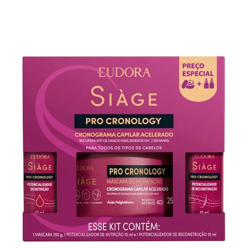 Kit Eudora Siàge Pro Cronology Cronograma Capilar Acelerado - 3 Produtos Kit Eudora Siàge Pro Cronology Cronograma Capilar Acelerado - 3 Produtos