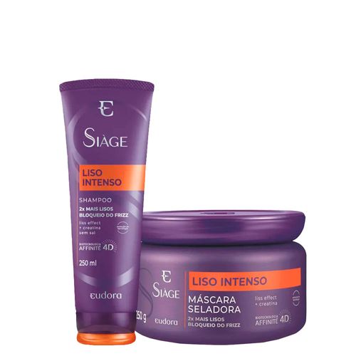Kit Eudora Siàge Liso Intenso 4D - Shampoo 250ml + Máscara Antifrizz 250g Kit Kit Eudora Siàge Liso Intenso 4D - Shampoo 250ml + Máscara Antifrizz 250g Kit