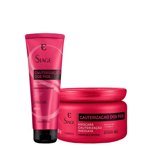 Kit Eudora Siàge Cauterização Dos Fios 4D - Shampoo 250ml + Máscara de Cauterização 250g Kit