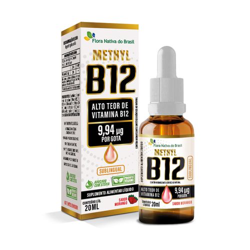 Vitamina B12 Metilcobalamina Flora Nativa 9,94mcg Por Gota 20ml Sabor Morango