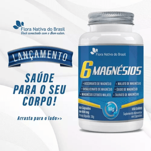 6 Magnésios 60 cápsulas - Flora Nativa 6 Magnésios 60 cápsulas - Flora Nativa