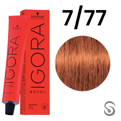 Coloração Schwarzkopf Igora Royal 60ml Cor:7-77 Louro Médio Cobre Extra