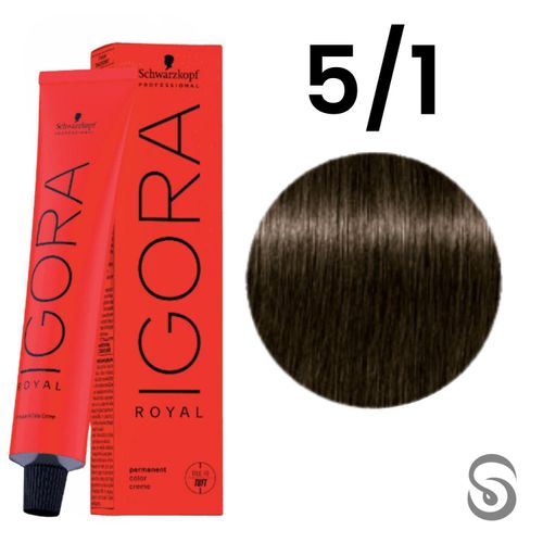 Coloração Schwarzkopf Igora Royal 60ml Cor:5-1 Castanho Claro Cinza Coloração Schwarzkopf Igora Royal 60ml Cor:5-1 Castanho Claro Cinza
