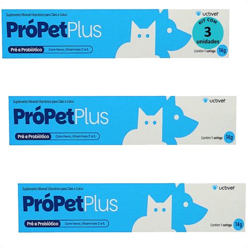 PRÓPET PLUS 14G PRÉ E PROBIÓTICO PARA CÃES E GATOS UCBVET KIT COM 3 PRÓPET PLUS 14G PRÉ E PROBIÓTICO PARA CÃES E GATOS UCBVET KIT COM 3