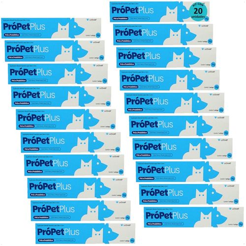 PRÓPET PLUS 14G PRÉ E PROBIÓTICO PARA CÃES E GATOS UCBVET KIT COM 20