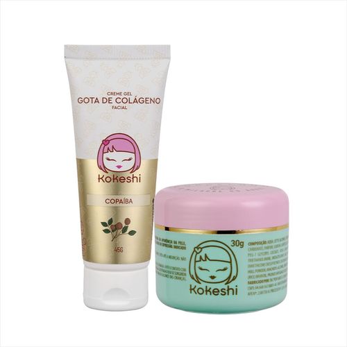 Kit Kokeshi Pele de Porcelana + Creme Gel Gota De Colágeno Kit Kokeshi Pele de Porcelana + Creme Gel Gota De Colágeno