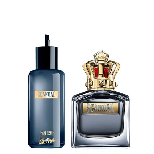 Kit Perfume Jean Paul Gaultier Scandal Pour Homme Masculino - Eau de Toilette 200ml (Refil) + Eau de Toilette 150ml Coffret