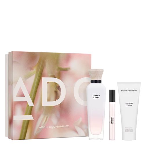 Kit Perfume Adolfo Dominguez Jazmín Tonka Feminino - Eau de Parfum 120ml + Loção Corporal 75ml + Miniatura 10ml Coffret