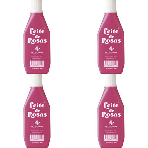 Kit c/4 Unidades de Leite De Rosas Desodorante 60ml