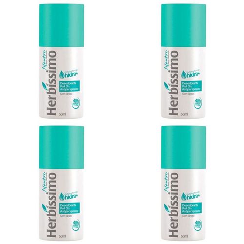 Kit c/4 Unidades de Desodorante Rollon Herbissimo 50ml Neutro Kit c/4 Unidades de Desodorante Rollon Herbissimo 50ml Neutro