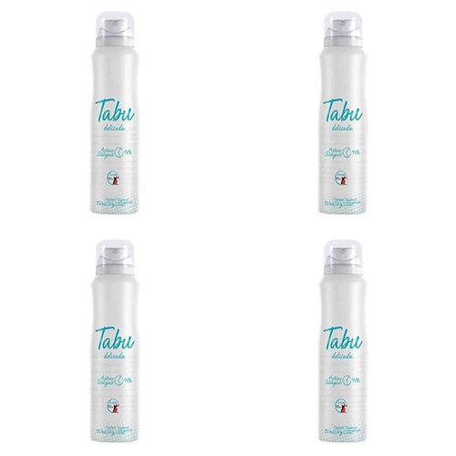 Kit c/4 Unidades de Desodorante Antitranspirante Aerosol Tabu Delicada Feminino 48h 150ml