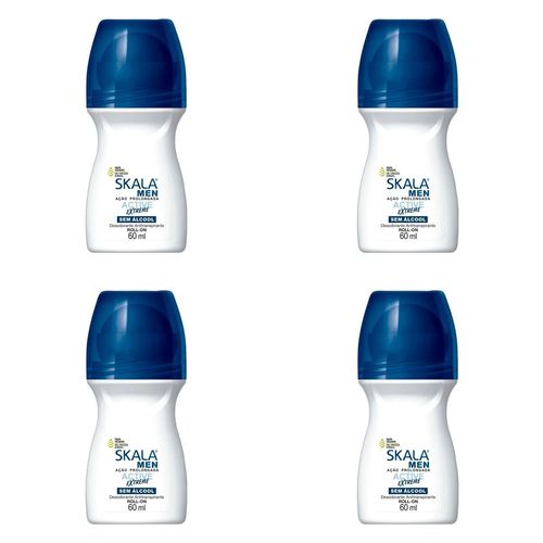 Kit c/4 Unidades de Desodorante Rollon Skala 60ml For Men Active Extreme