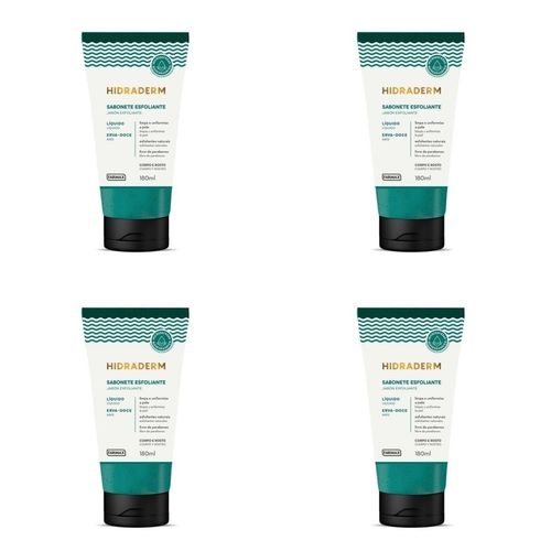 Kit c/4 Sabonetes Liquido Hidraderm Esfoliante 180ml Erva Doce