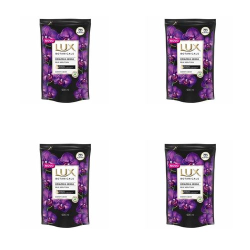 Kit c/4 Sabonetes Líquido Lux Refil 200ml Orquídea Negra Kit c/4 Sabonetes Líquido Lux Refil 200ml Orquídea Negra