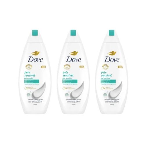 Kit c/3 Sabonetes Líquido Dove 250ml Pele Sensivel Kit c/3 Sabonetes Líquido Dove 250ml Pele Sensivel