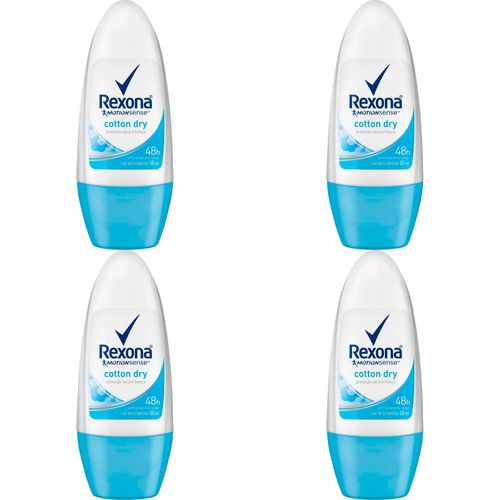Kit c/4 Unidades de Desodorante Rexona Rollon Antitrans Cotton 50ml Kit c/4 Unidades de Desodorante Rexona Rollon Antitrans Cotton 50ml