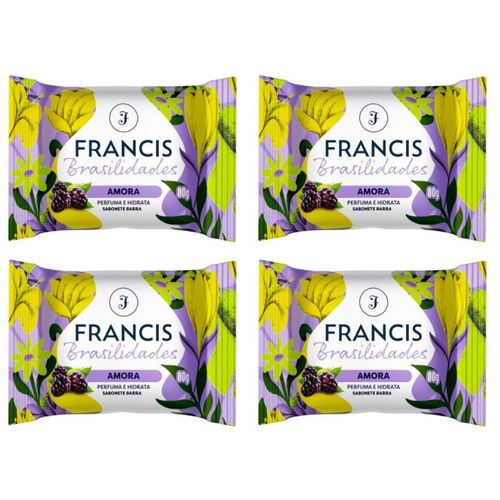 Kit c/4 Sabonete Francis Brasil 80g Amora/Roxo Kit c/4 Sabonete Francis Brasil 80g Amora/Roxo