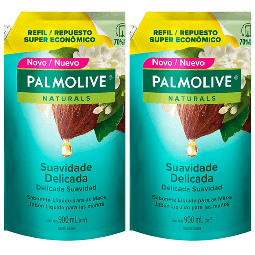 Kit c/2 Sabonetes Líquido Palmolive Jasmim e Cacau 900ml Refil Kit c/2 Sabonetes Líquido Palmolive Jasmim e Cacau 900ml Refil
