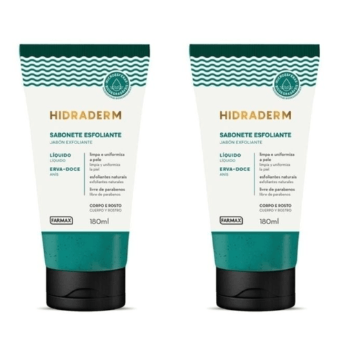 Kit c/2 Sabonetes Liquido Hidraderm Esfoliante 180ml Erva Doce Kit c/2 Sabonetes Liquido Hidraderm Esfoliante 180ml Erva Doce