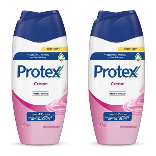 Kit c/2 Sabonetes Líquido Antibacteriano Para Corpo Protex Cream 250 ml Kit c/2 Sabonetes Líquido Antibacteriano Para Corpo Protex Cream 250 ml